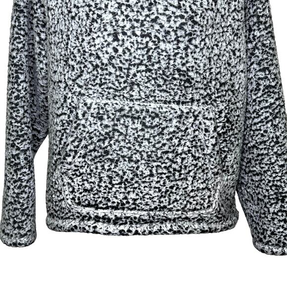 PINK Victoria's Secret Black White Pullover Hoodie Fluffy Popcorn Medium - Picture 3 of 9